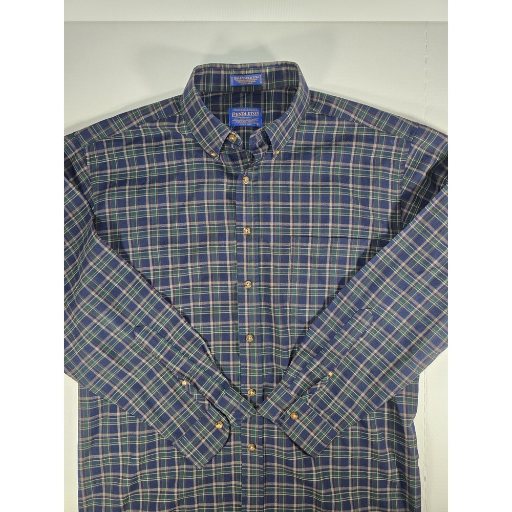 Sir Pendleton Green Plaid Chisholm Hunting Tartan Worsted Wool Shirt Men's Large